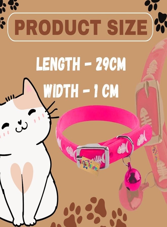 Western Era Multicolored Adjustable Rubber Silicone Cat Collar, Stylish Training Fusion, Redefining Feline Style, Rubber Cat Collar in a Vibrant Hued Silicone Cat Collar with Bell (Pink) - Image 5
